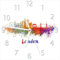 Wallario Design-Wanduhr Städte als Aquarell - Skyline von London aus Glas, Motiv-Uhr Größe 20 x 20 cm, weiße Zeiger