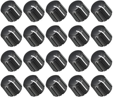 Rebower Potentiomètre Bouton Moleté Axe Insert D Type Commutateur Boutons, [pour Audio Périphérique] - 15x13.5mm/ 6mm/ Noir Blanc/ 20Pcs
