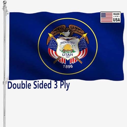 Utah Staatsflagge, doppelseitig, 7,6 x 12,7 cm, für den Außenbereich, strapazierfähig, 3-lagig, mit strapazierfähigem Segeltuchkopf und 2 Messingösen, lebendige Farben