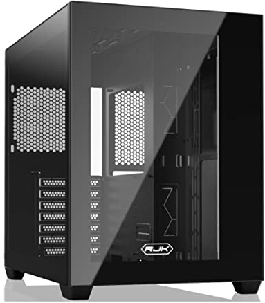 RAIJINTEK Paean C7 Schwarz, ATX PC-Gehäuse, Doppelkammer-Design, Seitenwand aus gehärtetem Glas, Front-I/O-USB-Typ-C-Anschluss, unterstützt 360 mm Heizkörper, schwarz (0R20B00222)