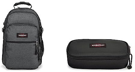 EASTPAK Tutor Rucksack, 48 cm, 39 L, Grau (Black Denim) & Oval XL Single Federmäppchen, 22 cm, Schwarz (Black)