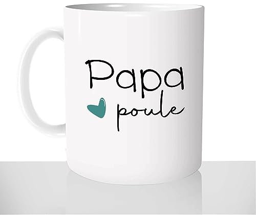 Mug Papa Poule - Tasse Cadeau Idées Cadeaux Original - Fête des Pères - Coeur Mignon Amour Papas