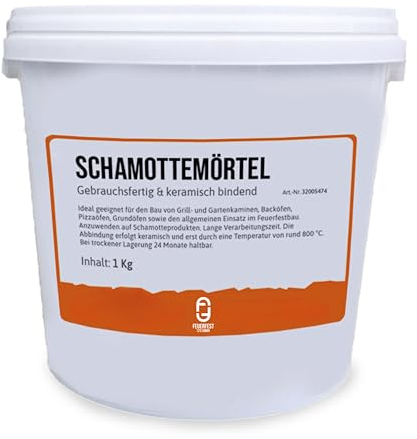 Feuerfest 123 - Schamottemörtel [Menge 1 kg] - Für Kaminöfen, Öfen & Grills - Feuerfester Mörtel 1.450 °C hitzebeständig - keramische Abbindung - Kaminmörtel Reparaturmörtel für Schamotte