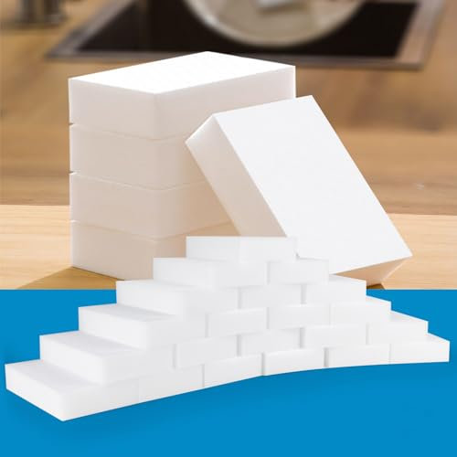 SUBCULTUREPICK Confezione da 100 spugne magiche in melammina, spugnette in schiuma, multifunzionali, per la pulizia della casa, per cucina, mobili, vasca da bagno, bagno, detergente per pareti, scarpe