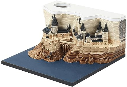 Rufevee 2024 Schreibtisch 3D Memo Pad Papier Kreativer TischNotizblock DIY-Notizen Papierskulptur Geschenk Notizblock Papier Kunst des Himmels Skulptur Home Dekoration Geschenk(Ohne Licht)