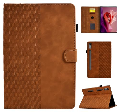 CASAFUNY Funda para Lenovo Tab P12 12.7 Pulgadas Protectora Carcasa para TB-370F con Soporte Fnción y Auto Sueño/Estela para Lenovo Tab P12 2023, Marrón