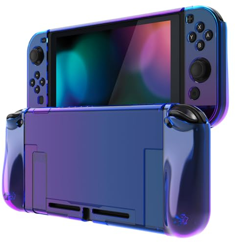 PlayVital Upgraded Dockable Case für Nintendo Switch Joycon, Ergonomische Hülle für Nintendo Switch, trennbare Schutzhülle Tasche für Joy Con(Farbverlauf Transluzente Glockenblume)