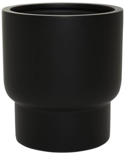 VIVANNO Pflanzkübel Livello - 41x37 cm Pflanzentopf Schwarz Matt Fiberglas | Moderner Blumentopf für Innen und Außen, wetterfester Kübel, robustes Pflanzgefäß, zeitloser Pflanzen-Topf, Frostbeständig.