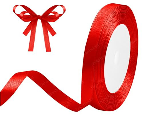 Geschenkband Rot 10mm x 23m Satinband Rot Schleifenband Rot Geschenkband Satinbänder für Geschenkverpackungen, Basteln, DIY, Nähen, Brautparty-Dekoration, Christbaumschmuck
