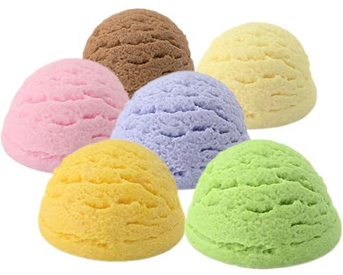 6St Plastikeiskugel Eiswagen für Kinder simulierte Eiskugeln Künstliche Lebensmitteldekoration Fruchtige Dekoration für Obstschalen gefälschte Eiskugeln Eisbällchen-Requisite PVC VICASKY