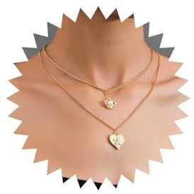 Dervivea Boho Geschichtet Herz Anhänger Halskette Gold Amor Halskette Amor Herz Halskette Herz Perlenkette Hochzeit Perle Halskette Halskette Schmuck Für Frauen
