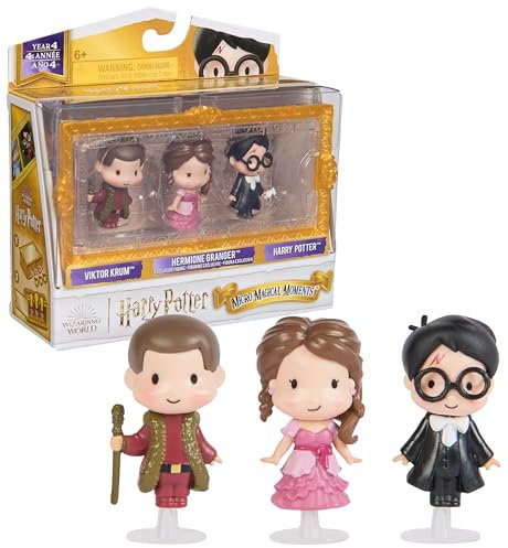 Harry Potter - Micro Magical Moments Sammelfiguren Multipack Weihnachtsball mit Harry, Hermine und Viktor Krum, ca. 3,8 cm groß, mit Setzkasten, Spielzeug für Kinder ab 6 Jahren, Fanartikel