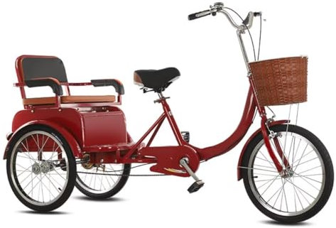 DSeenLeap Dreirad für Erwachsene, 20 Zoll, Mit Pedalen und Versteckter Aufbewahrungsbox, Für Senioren Mit Empfindlichen Bremsen, Tandem Mit Zwei Sitzen