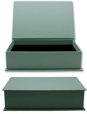 NEUSER PAPIER Geschenkbox mit Klappdeckel - 8 Stück - DIN A5 - Eukalyptus bezogen - innen schwarz kaschiert - 245 x 165 x 65 mm - Aufbewahrungsschachtel