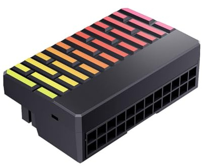 Junterone ATX 24-Pin 90°-Stromanschlussadapter 5 V 3-Pin ARGB 24-Pin Buchse auf Stecker 90° Stromadapter DIY für Desktop-PC Schwarz