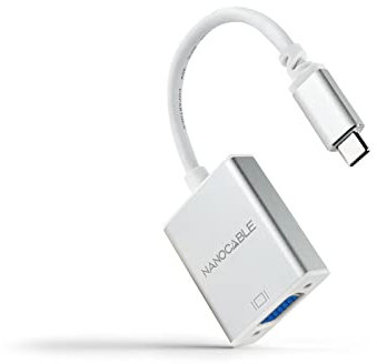 Blendend Conversor USB-C a VGA, 10 cm, Aluminio, Conector USB-C/M a VGA/H, Ideal para conectar Dispositivos USB-C a Pantallas VGA.