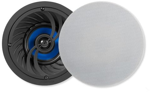 LITHEAUDIO All-In-One 4” Compact Bluetooth Speaker Pair (Active & Passive - 03260), 25W RMS Class D Amplifier Built-In, IP44 Rated, Voice Control, Perfect for Small Bathrooms, Bedrooms, Hotel Rooms