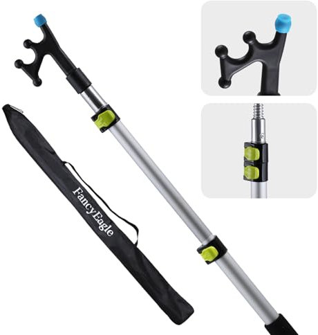 FancyEagle Teleskop-Aluminium-Boothaken mit Gummihülsenschutz, leicht, langlebig, zum Andocken / Drücken, Gewindeende, Mehrzweck-Bootzubehör und Kleiderhakenstange, 3 - 90 cm