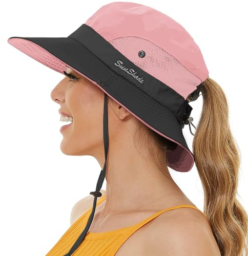 crazy bean Cappelli da Sole Donna Tesa Larga Coppola a Coda Cappello Boonie per Protezione Solare Pieghevole in Rete Estivo Trekking Escursionismo per Esterni Safari