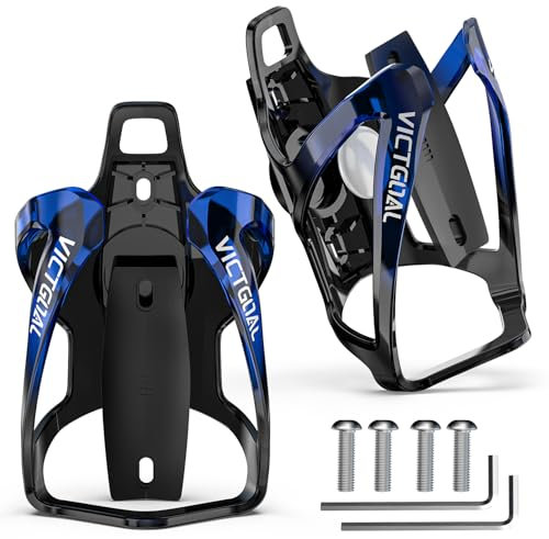 VICTGOAL Bicycle Water Bottle Holder for Airtag Bike Mount Hidden Waterproof Anti-Theft Tracker Case for Road Mountain Bikes Bottles Cage (BlackBlue+BlackBlue)