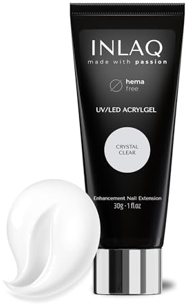 INLAQ Acrylgel Für Nagelverlängerung Crystal Clear 30ml - PREMIUM Polygel Für Gelnägel - Nägel Extender Gel UV/LED - Building Acrylic Nagelgel - Poly Nagel Gel