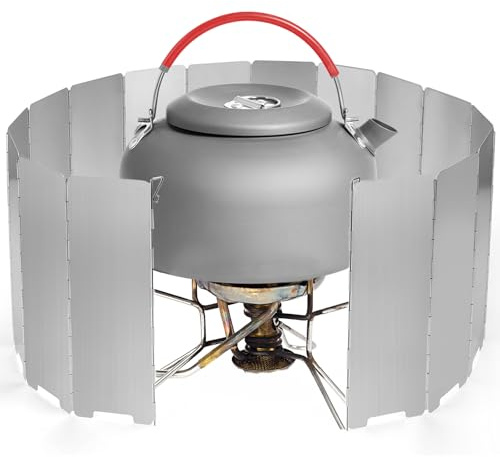 Windschutz Gaskocher 16 Stück Faltbar Aluminium Windschutz Campingkocher Windschutz Kocher Windschutzscheibe für Campingkocher für Outdoor Öfen