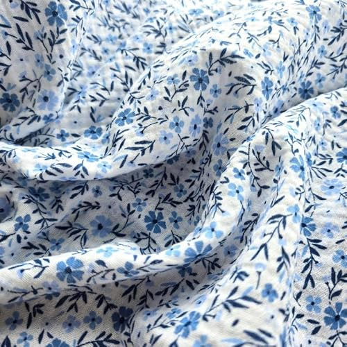 PAWOTEX Musselin Stoff Meterware Bio Musselin Meterware Bedruckt Double Gauze Uni Baumwollstoffe Meterware zum Nähen 50x135 cm für Baumwoll Stoffe für Kleid Bluse Kinder Tuch Decke Sommerkleidung