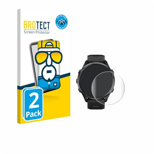 BROTECT Schutzfolie für Garmin Forerunner 970 | 2 Stück Transparenter Displayschutz Made in Germany Klare Full-Screen Folie Full-Cover 3D Curved Montage Kit