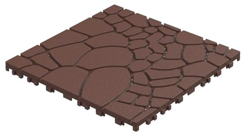 WPC Terrassenfliesen 30x30 cm, Outdoor Garten Terrassenfliesen Klickfliesen, Wasserdicht Rutschfest mit Drainage, für Balkon und Garten (Rotbraun,1 Fliesen)