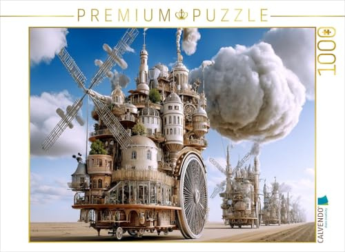 Puzzle · Turmstadt-Karawane mit Windantrieb | Mechanische Himmelsstadt voller Windräder · 1000 Teile · Lege-Größe 64 × 48 cm · CALVENDO Puzzle