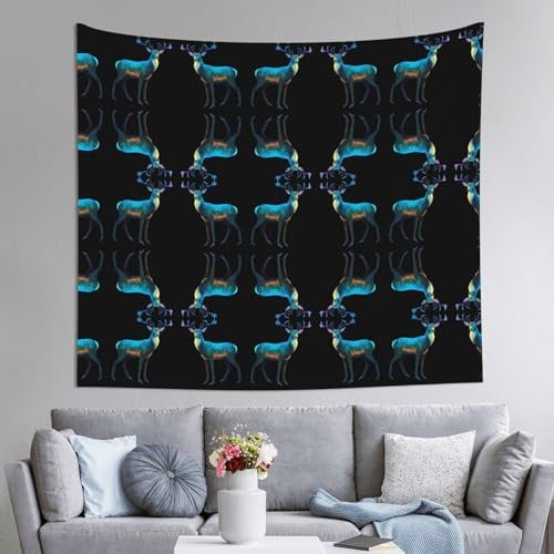 WBQLSL 152,4 x 129,5 cm, rechteckiger Wandbehang, keltischer Stil, Hirsch, Wohnzimmer, dekorativer Wandteppich für Möbeldekoration, Innenraum, Wohnzimmer
