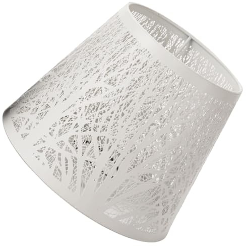 Metall Lampenschirm E27 mit Baummotiv für Lampe und Zuhause | Weißes Metall, Schlichtes Design, Zubehörteil für Esszimmer und Wohnzimmer, Passend für E27 Leuchtmittel