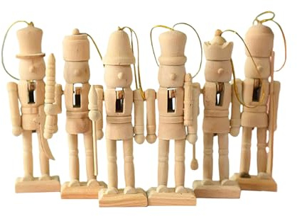 TocaFeank Nussknacker Zum Bemalen | 6 Stück 13cm Holz Nussknacker Figur Zum Anmalen | DIY Unbemalt Nussknackers Holzfigur | Soldat Weihnachtsdeko Basteln Tisch Deko Austeller