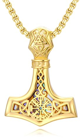 PARYFO Wikinger Anhänger Halskette für Männer und Frauen Mjölnir Schmuck | Keltischer/Drache/Bären/Triquetra/Wolf Anhänger Wikinger Schmuck Geschenk für Weihnachten Geburtstags Geschenke