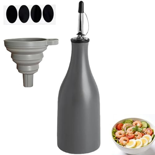 FDDU Bottiglia Dosatrice per Olio in Porcellana, 300ml Bottiglia per Olio in Ceramica, Oliera da Tavola, con Imbuto, Adesivi, per la Conservazione di Aceto di Olio, Sciroppo di Caffè, Liquidi