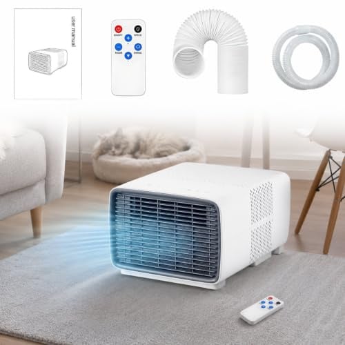 Mobile Klimaanlage mit Abluftschlauch, Kühlen Trocknen Ventilator, 280W Niedrige Eingangsleistung, 16-32°C, 45 dB, Fernbedienung und Digitalanzeige