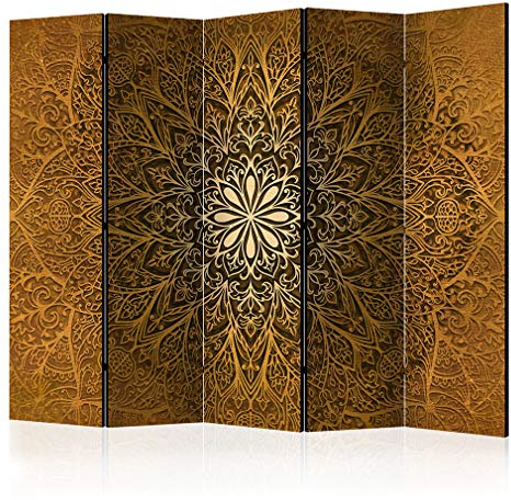 decomonkey Paravent Raumteiler Innen Mandala Ornament 225x172 cm 5 Teilig Beidseitig Room Divider Wall Raumteiler Stehend Trennwand Sichtschutz Spanische Wand Sichtschutzwand Wohnzimmer Holz