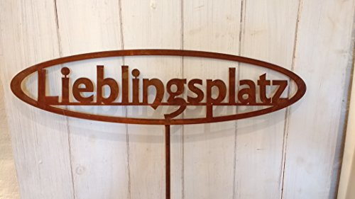 Gartenstecker Lieblingsplatz in Edelrost - Gartendeko Landhausstil von Landgefühl