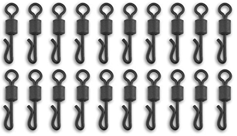 Bank Tackle Quick Change Rig Swivels Sizes 8, 11 and 16 Carp Fishing Terminal Tackle Black (x 20 Pack, Size 8 Standard)