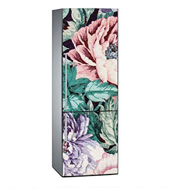Stickers Fridge Wrap Cover for Vinyl Violet and Pink Roses Landscape Imitation 200x60cm | Strong Adhesive and Easy Application | Decorative Adhesive Sticker with Smart Design