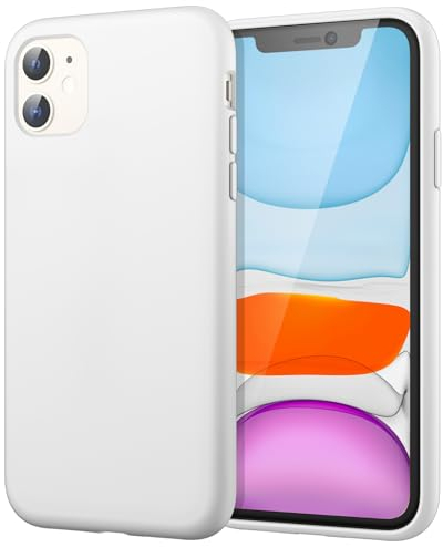 JETech Silikon Hülle Kompatibel mit iPhone 11 (2019) 6,1-Zoll, seidigem Ganzkörper-Schutzhülle Case Cover, mit weichem Mikrofaser-Innenfutter stoßfestes Abdeckung, Weiß
