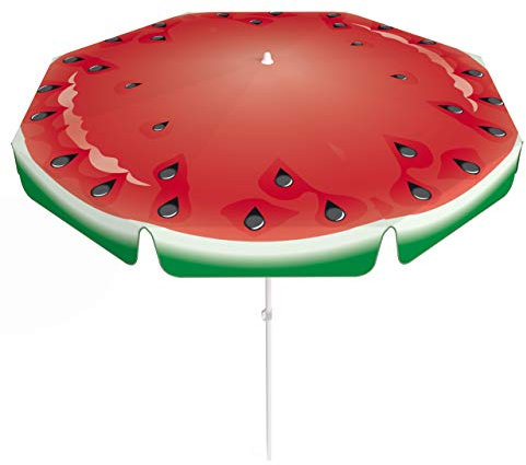 Vispronet® Runder Sonnenschirm mit Volant ∅ 180 cm Melone ✓ 2-teiliger Schirmstock ✓ 4-teilig Bedruckt ✓ Durchdruck des Motivs ✓ kippbar