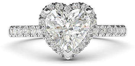 LANDA JEWEL Damen Unisex Kinder - 0,925 Sterling-Silber 925 Herzschliff Runder Brilliantschliff Hochfeines Weiß +/River (D) Diamant de synthèse