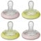Tommee Tippee Closer to Nature natürlich geformter Beruhigungssauger für die Nacht, 0-6 Monate, 4er-Pack, gelb und rosa, mehrfarbig