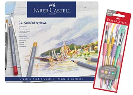 Faber-Castell 114624 Aquarellstifte Goldfaber (24er Metalletui & 4er Pinselset)