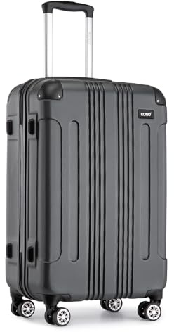 KONO Trolley Handgepäck Koffer 55x35x20cm Rollkoffer Reisekoffer mit 4 Rollen und Schloss (Grau)