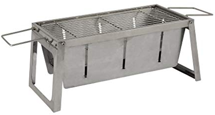 Fire Sense Barbecue à charbon pliable en acier inoxydable 63724 - Construction robuste en acier inoxydable pour barbecue en plein air, camping, hayon, voyage, grille à charbon et sac de transport