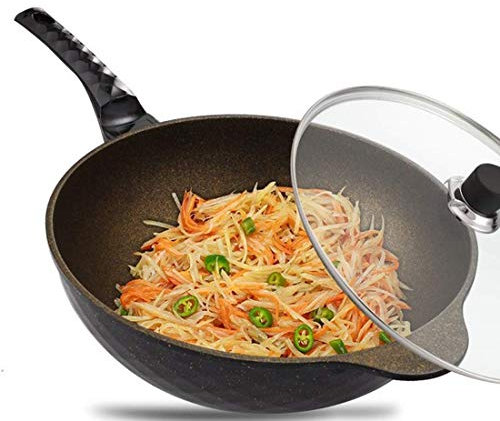 Hogar con tapa Wok antiadherente, Fogón de gas doméstico estufa Wok