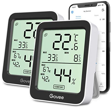 Govee Room Thermometer Hygrometer, Bluetooth Digital Indoor Humidity Meter with Smart Alert and Data Storage, Temperature Monitor for Baby Greenhouse