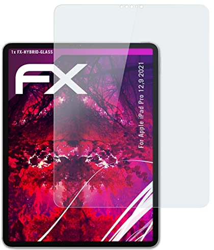 atFoliX Protection Écran Film de verre en plastique compatible avec Apple iPad Pro 12,9 2021 Verre film protecteur, 9H Hybrid-Glass FX Protection Écran en Verre trempé de plastique